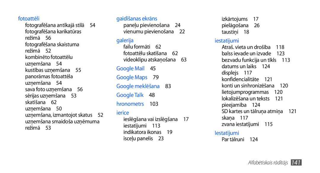 Samsung GT-I9001HKDSEB manual Skatīšana , 118, 123, 113, 117, 121, 115, Par tālruni  